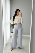 Conjunto Ivory Bow & Grey  cod.696