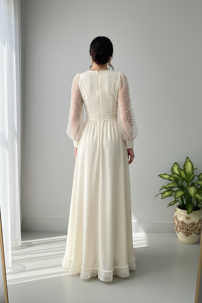 Vestido bridal crema espalda sin cola