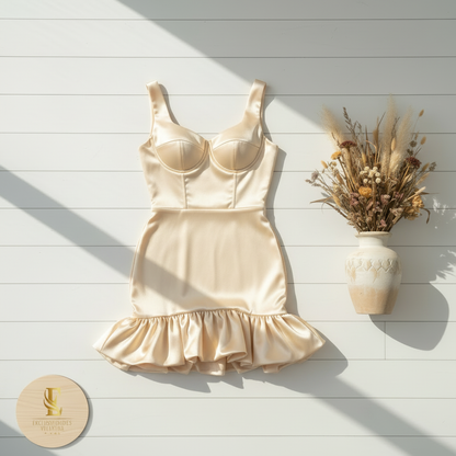 Vestido crema satinado