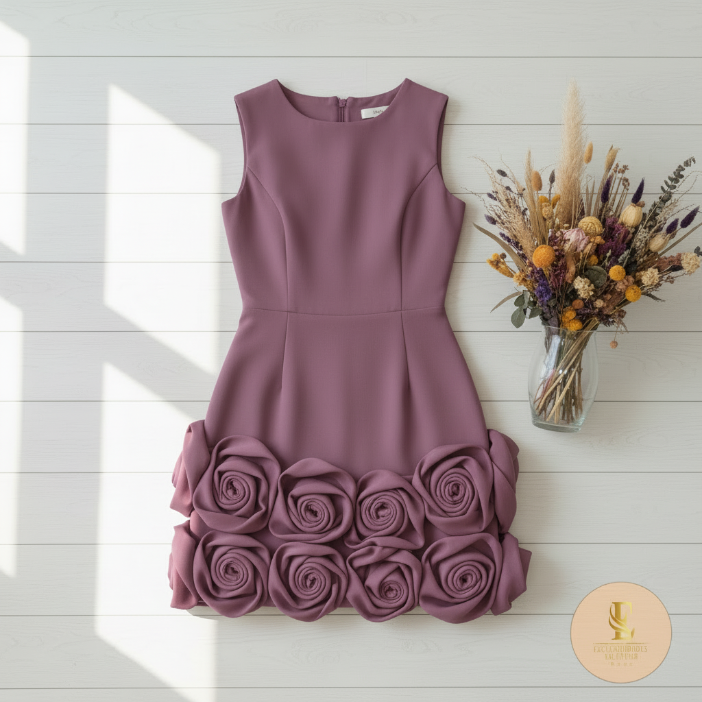 Vestido mauve con rosas