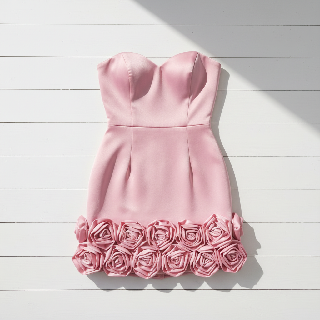 Vestido rosa con rosas