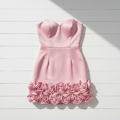 Vestido rosa con rosas
