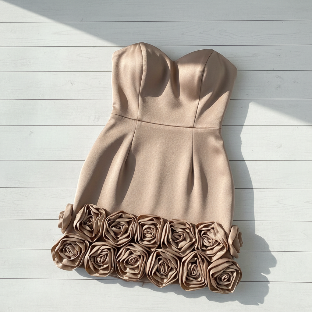 Vestido taupe con rosas
